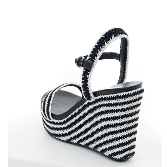 BP Black And Off White Open Toe Espadrille Wedges - Picture 4 of 12